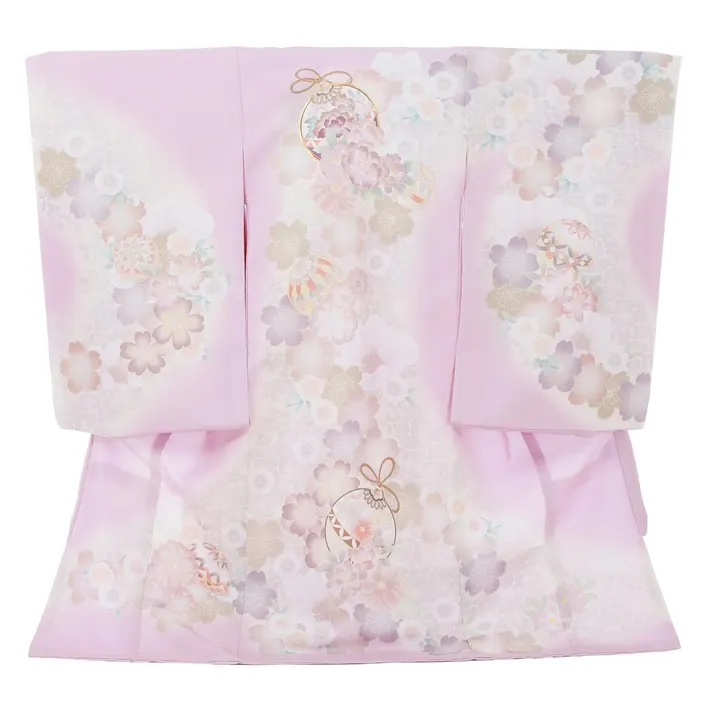 お宮参り女の子 くすみピンク 手毬 桜 8AM57