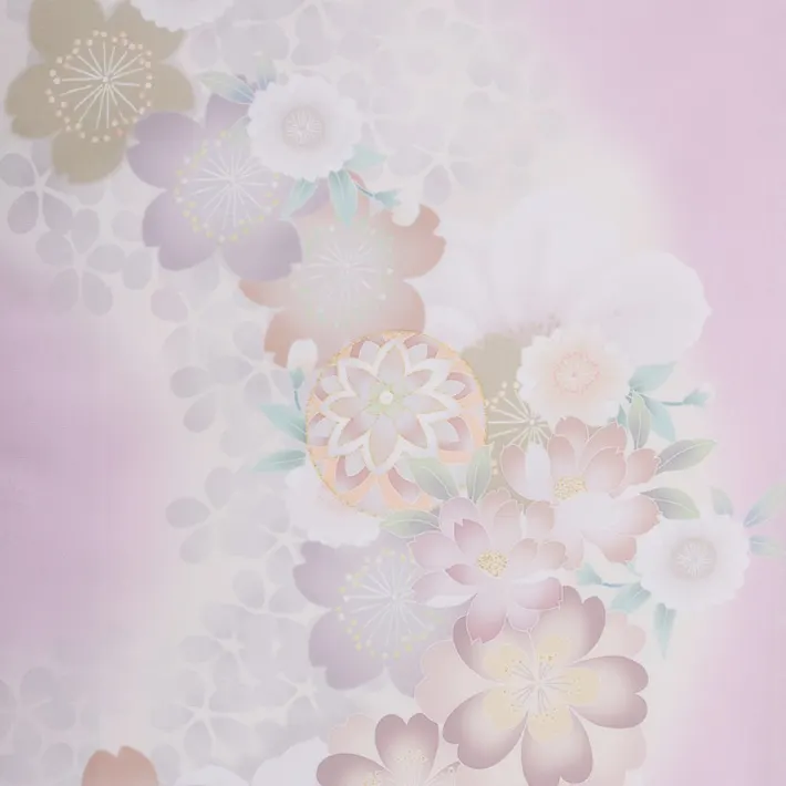 お宮参り女の子 くすみピンク 手毬 桜 8AM57