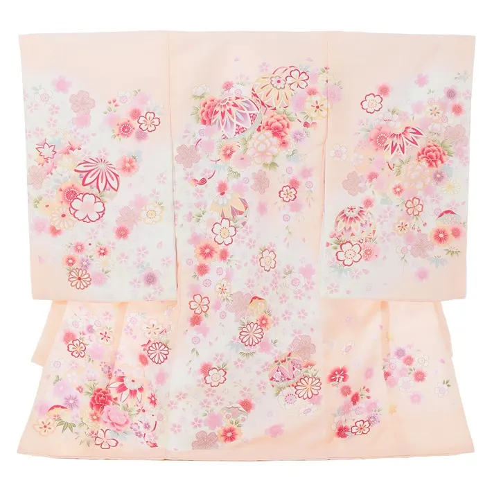 産着レンタル 女の子 オレンジ 手毬 桜 百日記念 8AM58