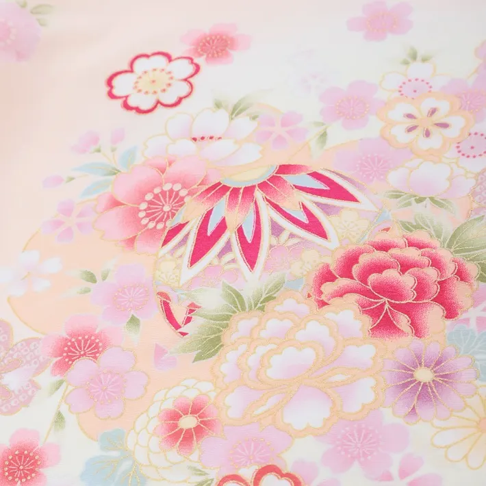 産着レンタル 女の子 オレンジ 手毬 桜 百日記念 8AM58
