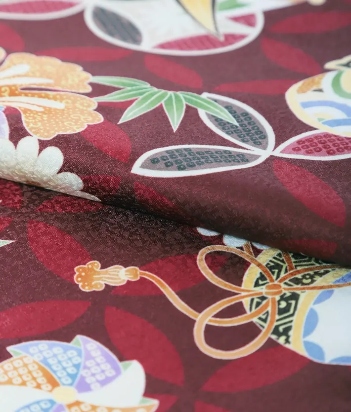 七五三 3歳男児被布セット 古典 宝尽くし ワインレッド 白被布 8AO3072