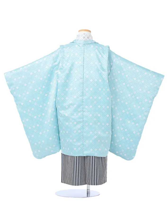 七五三ﾚﾝﾀﾙ 水色 縞袴 (5歳男児) 8AO5149