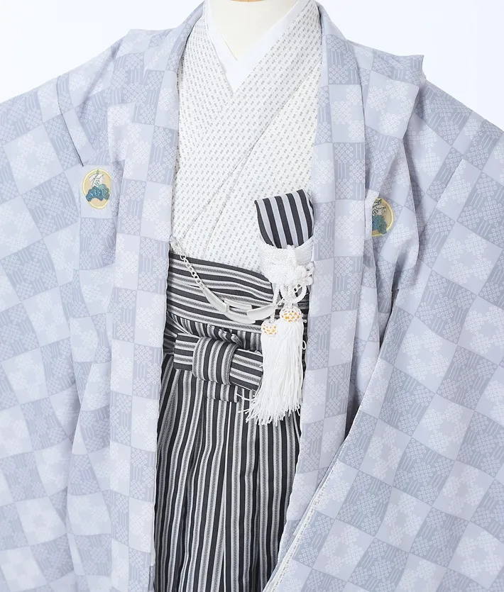 七五三ﾚﾝﾀﾙ 市松 縞袴 (5歳男児) 8AO5150