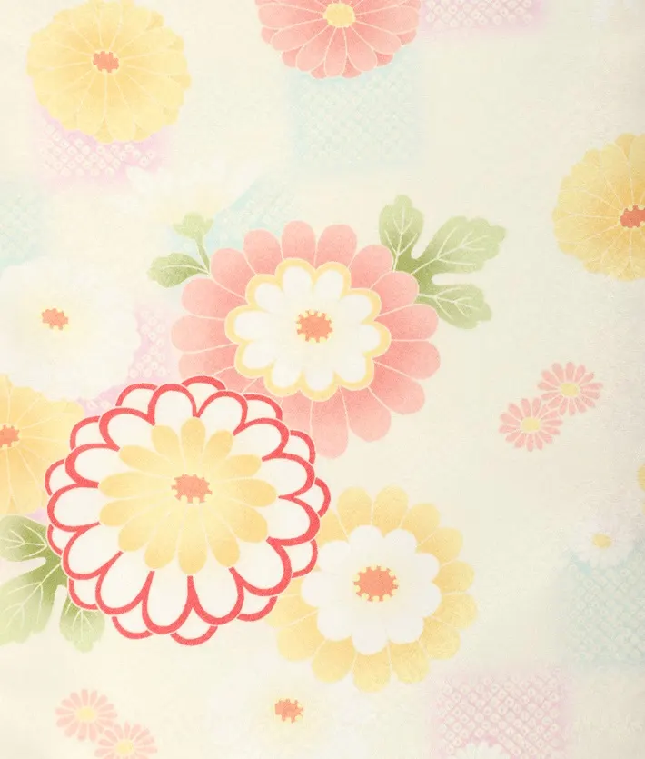 三歳女児被布セット ミックスぼかし 菊 白ピンク被布 8AP3294