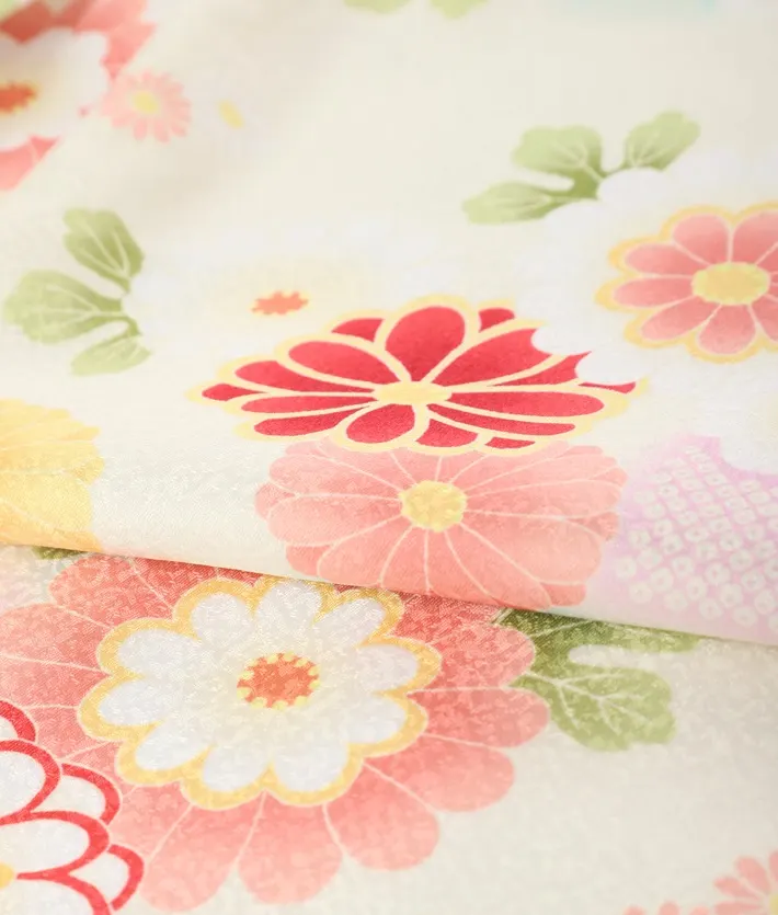 三歳女児被布セット ミックスぼかし 菊 白ピンク被布 8AP3294