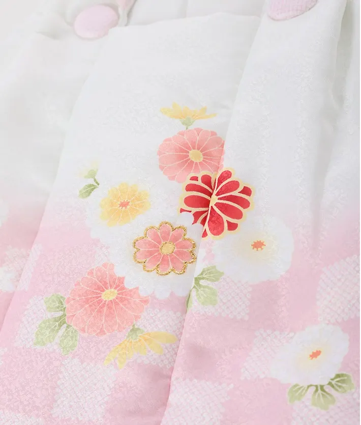 三歳女児被布セット ミックスぼかし 菊 白ピンク被布 8AP3294