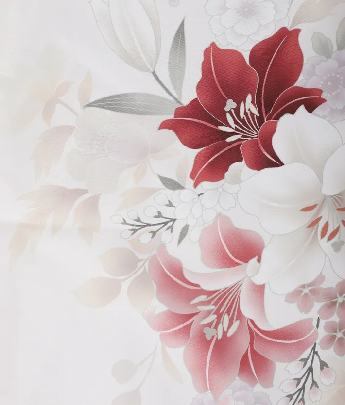 三歳女児被布セット 白 百合 アイボリー被布 8AP3296