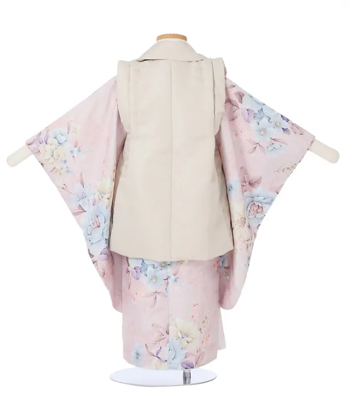 三歳女児被布セット薄赤紫 薄ベージュ被布 8AP3298