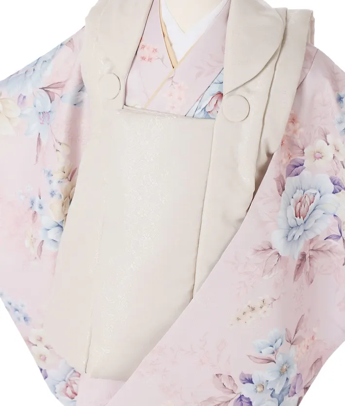 三歳女児被布セット薄赤紫 薄ベージュ被布 8AP3298