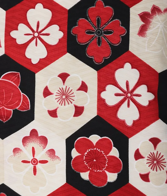 三歳女児被布セット モダンアンテナレトロ 赤黒 被布 8AP3300