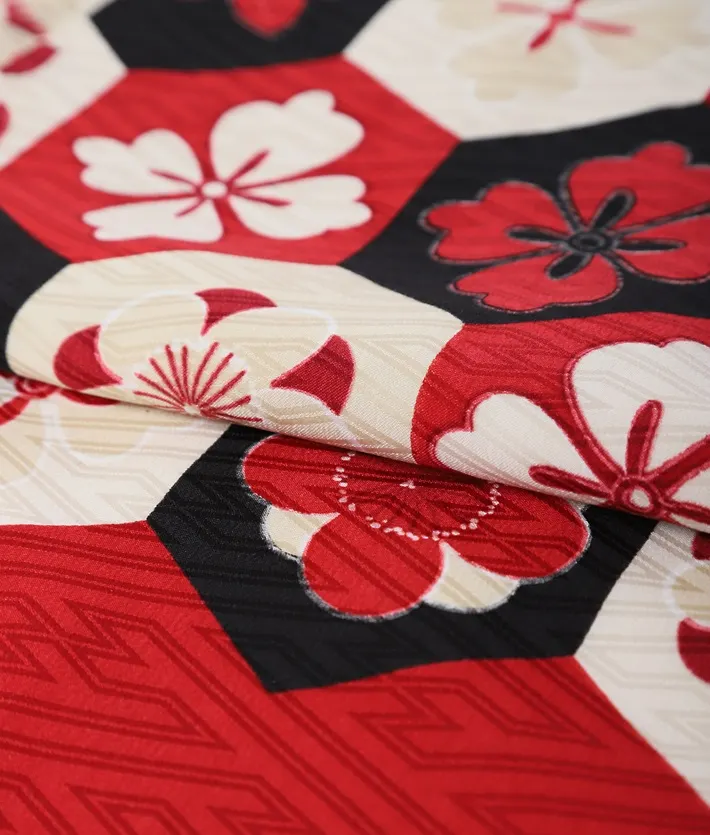 三歳女児被布セット モダンアンテナレトロ 赤黒 被布 8AP3300