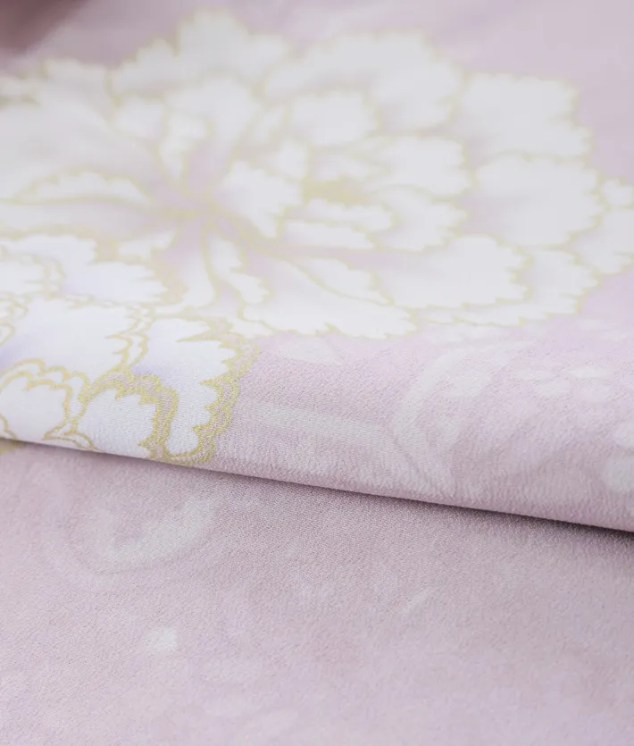 三歳女児被布セット くすみ紫 白被布 牡丹 菊 8AP3302