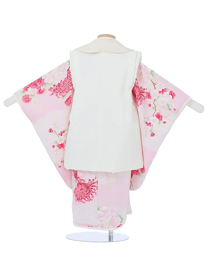 三歳女児被布セット ジャパンスタイル ピンク 白被布 8AP3306