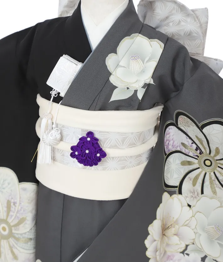 七五三ﾚﾝﾀﾙ（7歳）ジャパンスタイル ねじり梅 グレー 8AP7163