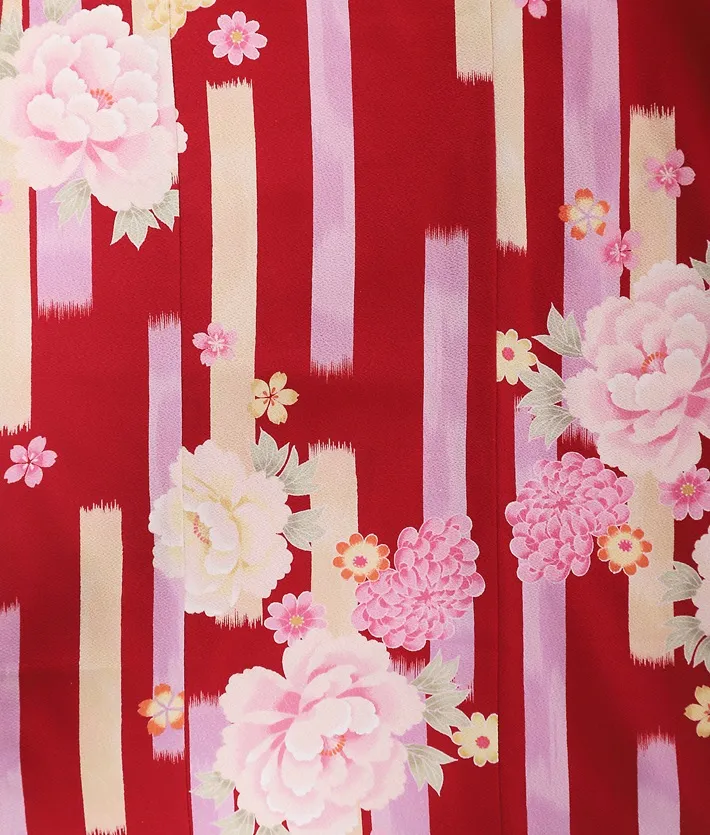 七五三ﾚﾝﾀﾙ（7歳女の子） 赤 レトロ 矢絣 8AP7191