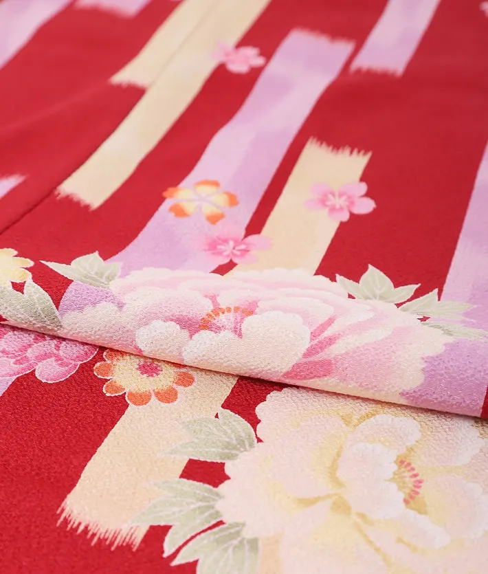 七五三ﾚﾝﾀﾙ（7歳女の子） 赤 レトロ 矢絣 8AP7191