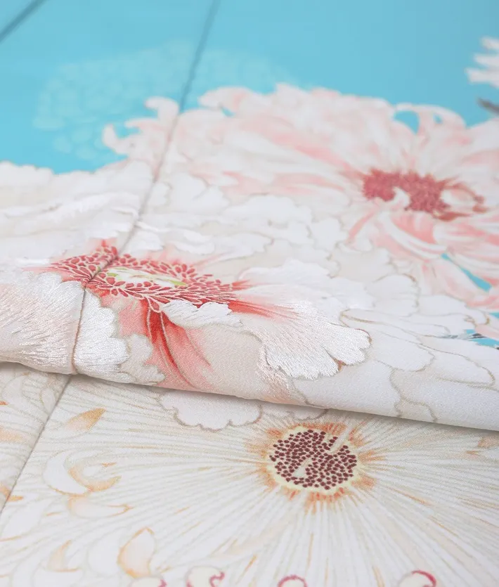 七五三ﾚﾝﾀﾙ（7歳女の子） 芸艸堂 ターコイズ 菊牡丹 8AP7193