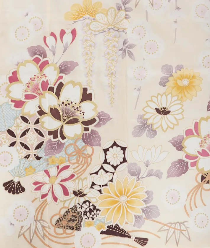 七五三ﾚﾝﾀﾙ（7歳） 薄クリーム色 レトロ 8AP7197