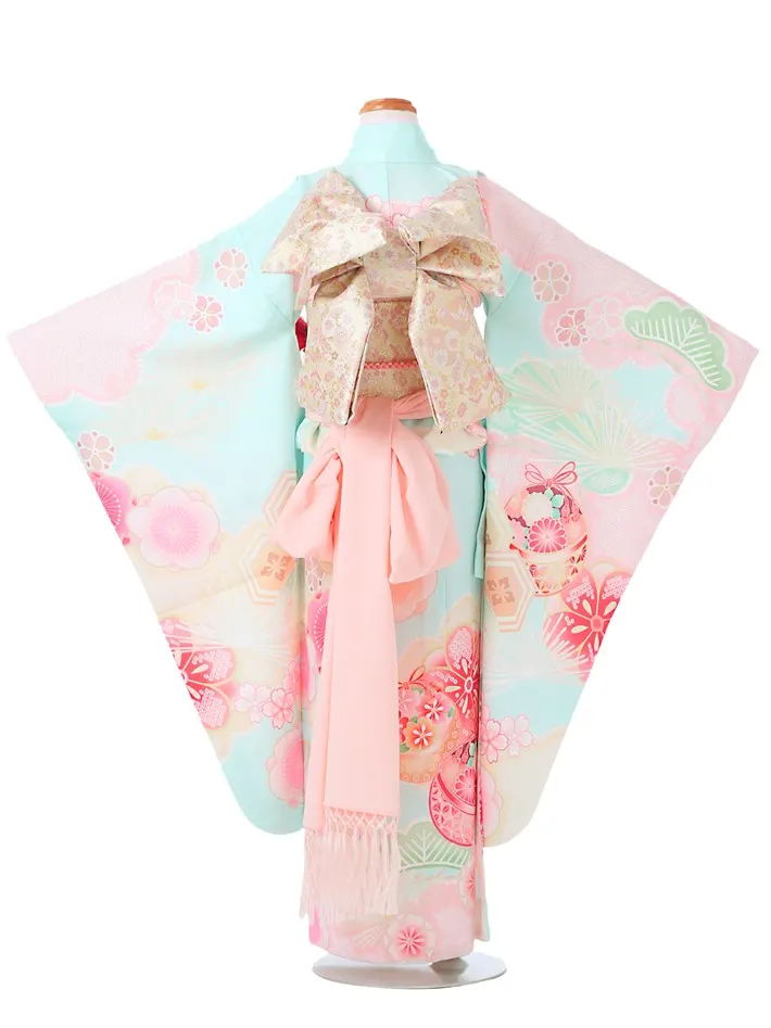 七五三ﾚﾝﾀﾙ（7歳）式部浪漫 水色 手毬 8AP7199