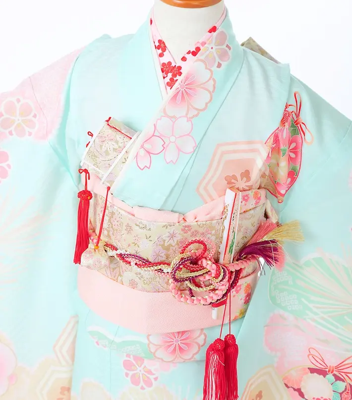 七五三ﾚﾝﾀﾙ（7歳）式部浪漫 水色 手毬 8AP7199