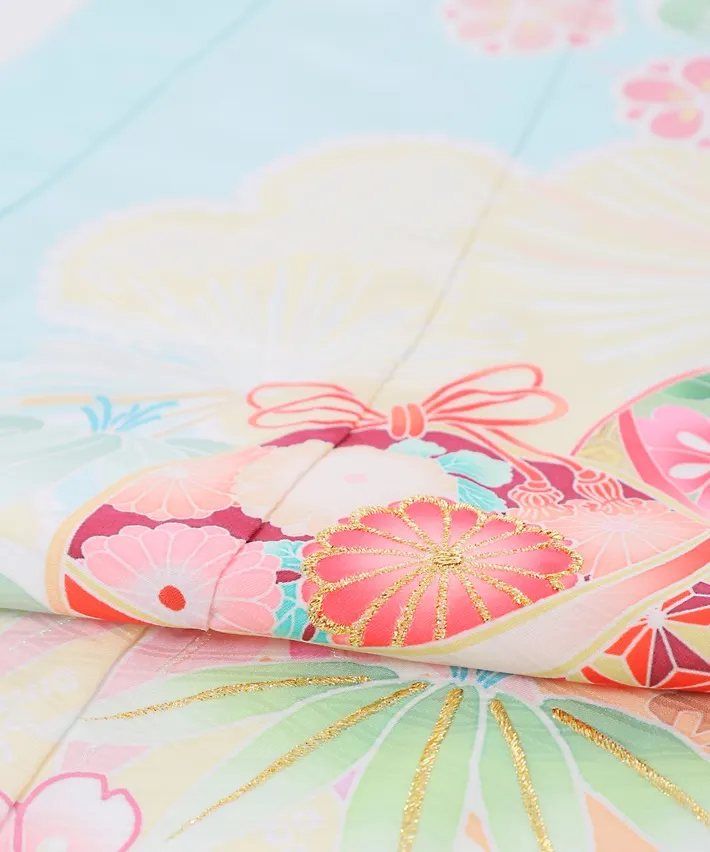 七五三ﾚﾝﾀﾙ（7歳）式部浪漫 水色 手毬 8AP7199