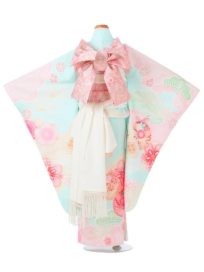 七五三ﾚﾝﾀﾙ（7歳）式部浪漫 水色 手毬 8AP7200