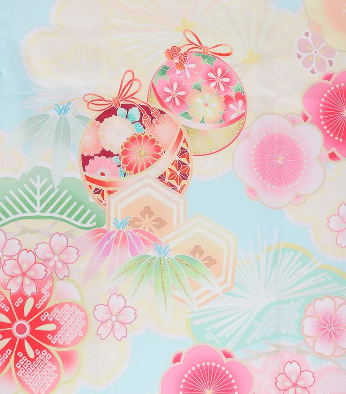 七五三ﾚﾝﾀﾙ（7歳）式部浪漫 水色 手毬 8AP7200