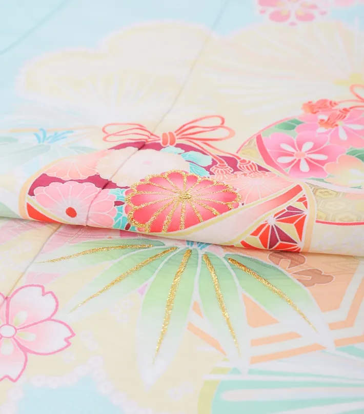 七五三ﾚﾝﾀﾙ（7歳）式部浪漫 水色 手毬 8AP7200