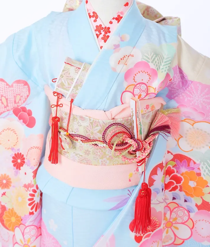 七五三ﾚﾝﾀﾙ（7歳）式部浪漫 水色 古典 8AP7202