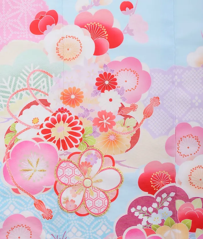 七五三ﾚﾝﾀﾙ（7歳）式部浪漫 水色 古典 8AP7202