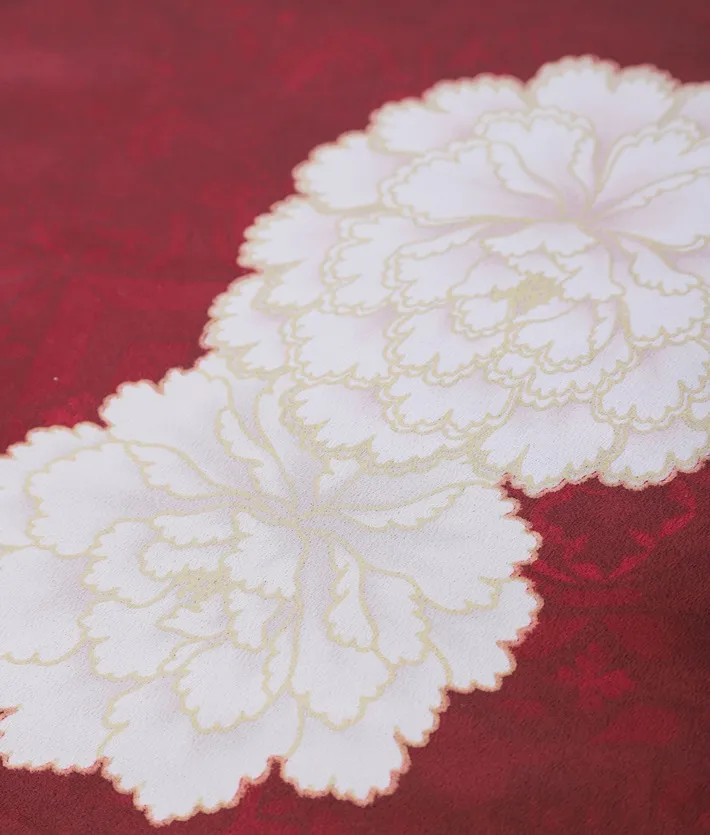 七五三ﾚﾝﾀﾙ（7歳）ボルドー 牡丹 レトロ 8AP7204