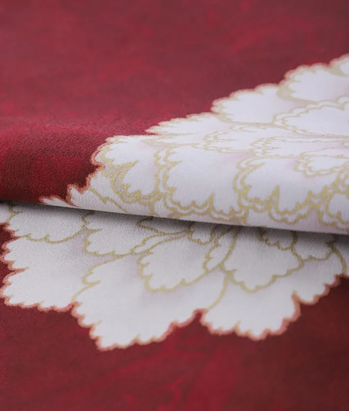 七五三ﾚﾝﾀﾙ（7歳）ボルドー 牡丹 レトロ 8AP7204