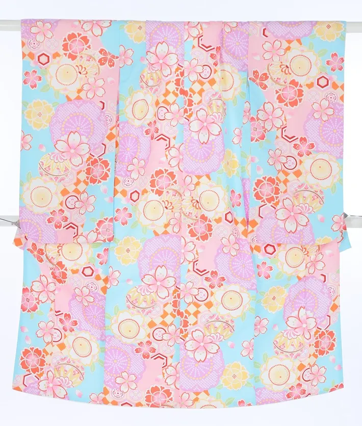 七五三 7歳女児 花ひめ 水色 8AP7227