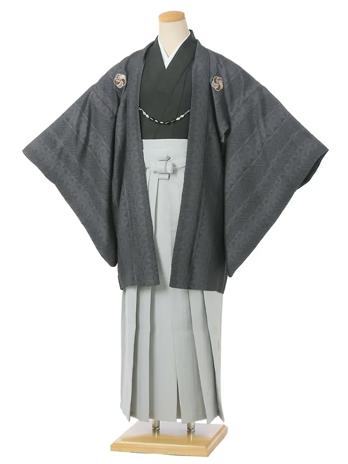 ｼﾞｭﾆｱ用紋付袴ｾｯﾄﾚﾝﾀﾙ 墨黒 8AQL50