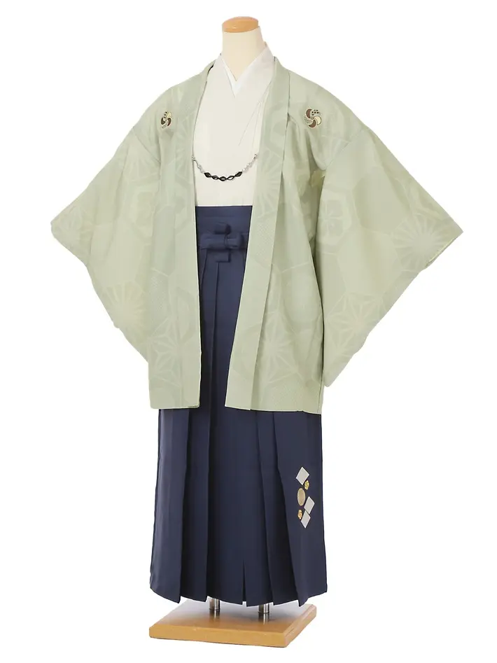 ｼﾞｭﾆｱ用紋付袴ｾｯﾄﾚﾝﾀﾙ グリーンベージュ 8AQL52