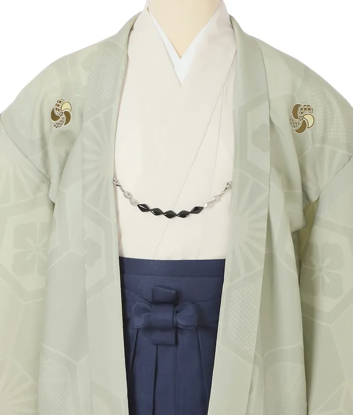 ｼﾞｭﾆｱ用紋付袴ｾｯﾄﾚﾝﾀﾙ グリーンベージュ 8AQL52