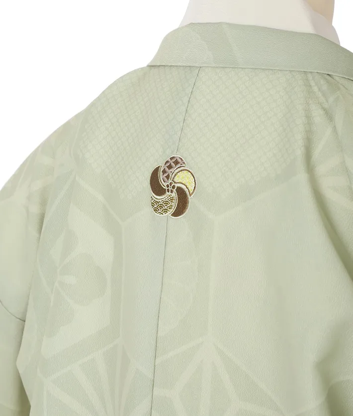 ｼﾞｭﾆｱ用紋付袴ｾｯﾄﾚﾝﾀﾙ グリーンベージュ 8AQL52