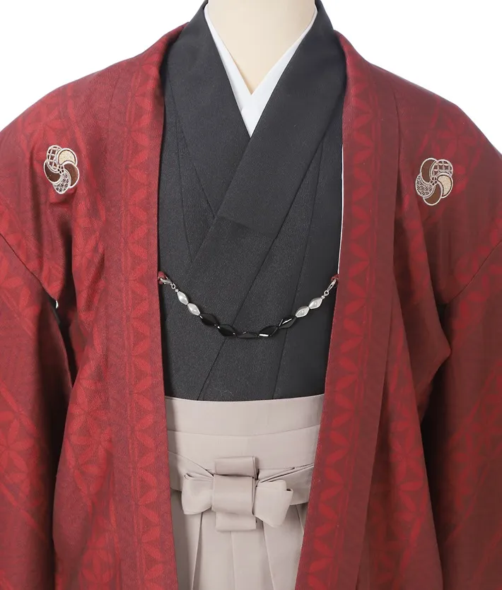 ｼﾞｭﾆｱ用紋付袴ｾｯﾄﾚﾝﾀﾙ エンジ 8AQL53