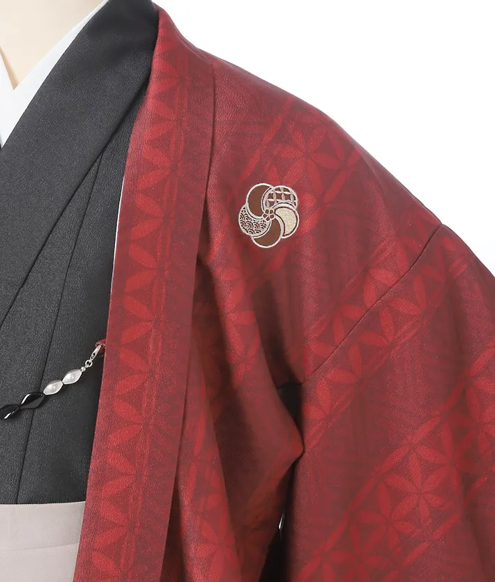 ｼﾞｭﾆｱ用紋付袴ｾｯﾄﾚﾝﾀﾙ エンジ 8AQL53