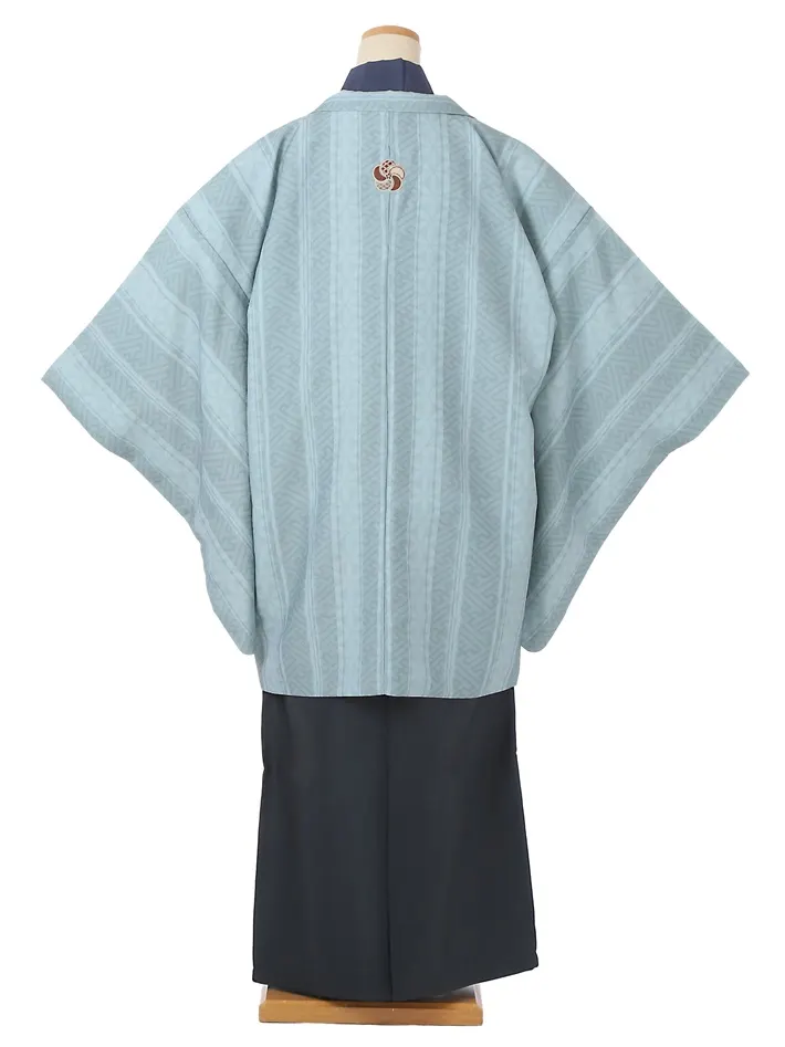 ｼﾞｭﾆｱ用紋付袴ｾｯﾄﾚﾝﾀﾙ 青 グレー 8AQL54