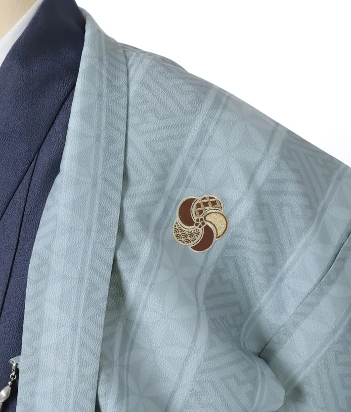 ｼﾞｭﾆｱ用紋付袴ｾｯﾄﾚﾝﾀﾙ 青 グレー 8AQL54