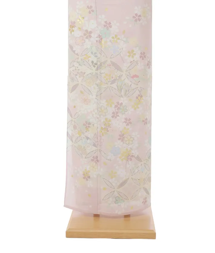 夏用訪問着レンタル 絽 ジャパンスタイル ピンク 桜 七宝 8DT0009