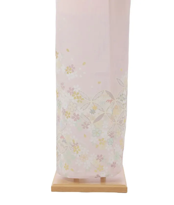 夏用訪問着レンタル 絽 ジャパンスタイル ピンク 桜 七宝 8DT0009