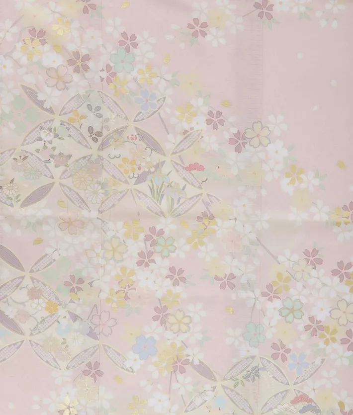 夏用訪問着レンタル 絽 ジャパンスタイル ピンク 桜 七宝 8DT0009