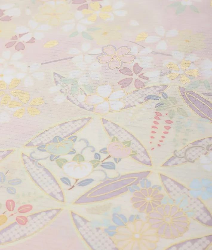 夏用訪問着レンタル 絽 ジャパンスタイル ピンク 桜 七宝 8DT0009