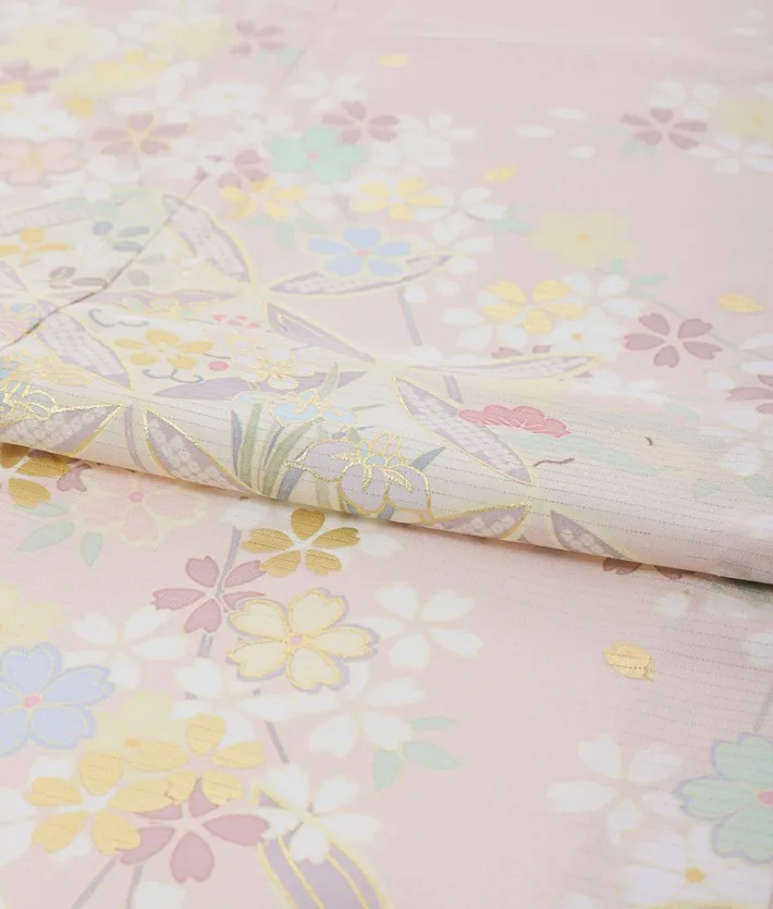 夏用訪問着レンタル 絽 ジャパンスタイル ピンク 桜 七宝 8DT0009