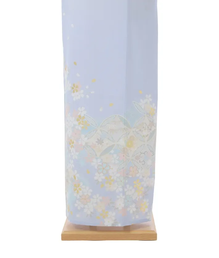 夏用訪問着レンタル 絽 ジャパンスタイル 水色 桜 七宝 8DT0011