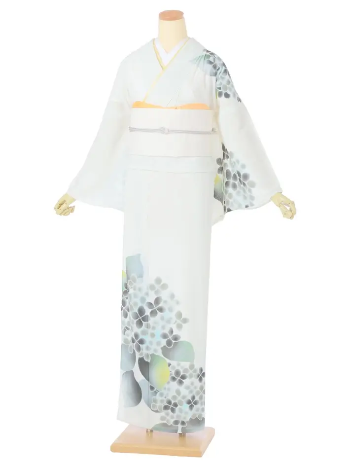 夏用訪問着レンタル 絽 百華 白 紫陽花 8DT0012