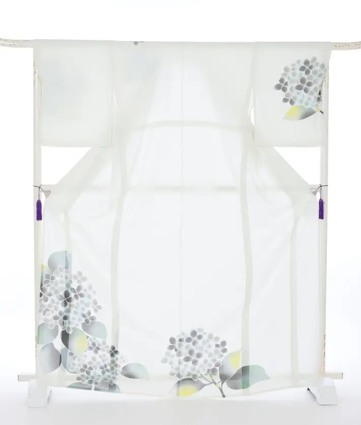 夏用訪問着レンタル 絽 百華 白 紫陽花 8DT0012