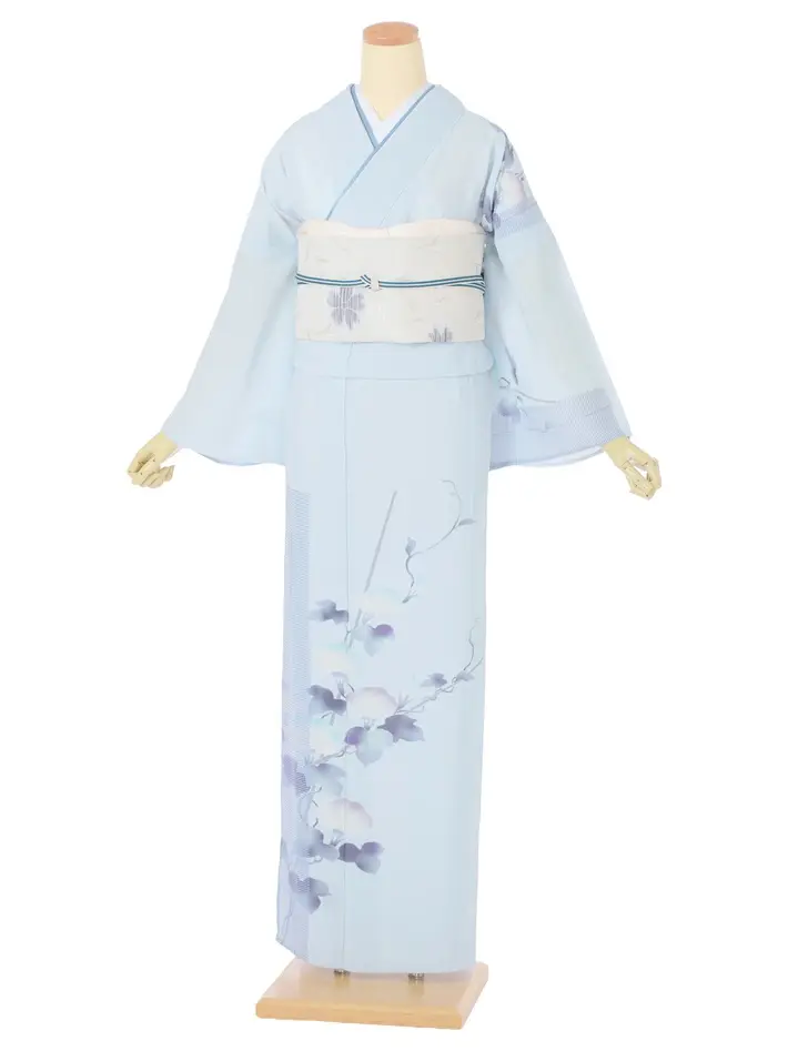 夏用訪問着レンタル 絽 百華 水色 蔦 8DT0013
